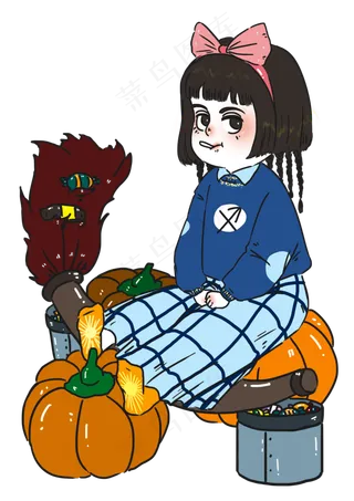 可爱卡通万圣节女巫
