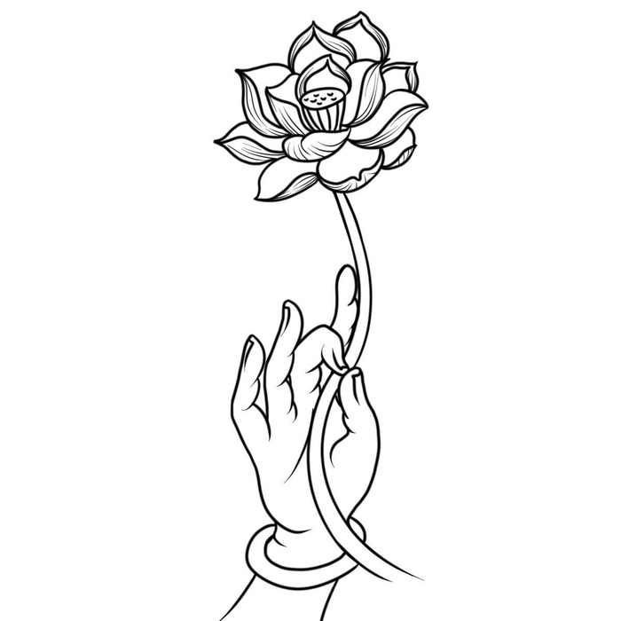 禅意佛手拈花指莲花佛珠敦煌文化线描稿国潮风元素设计模板素材psd模版下载
