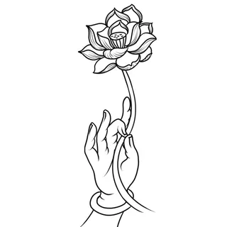 禅意佛手拈花指莲花佛珠敦煌文化线描稿国潮风元素设计模板素材 禅意佛手拈花指莲花佛珠敦煌文化线描稿国潮风元素设计模板素材