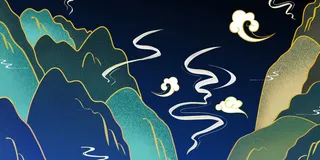 中国风复古国潮神话敦煌插画图案纸纹理肌理背景PSD设计模板素材