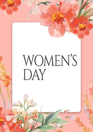 手绘花卉妇女节贺卡
