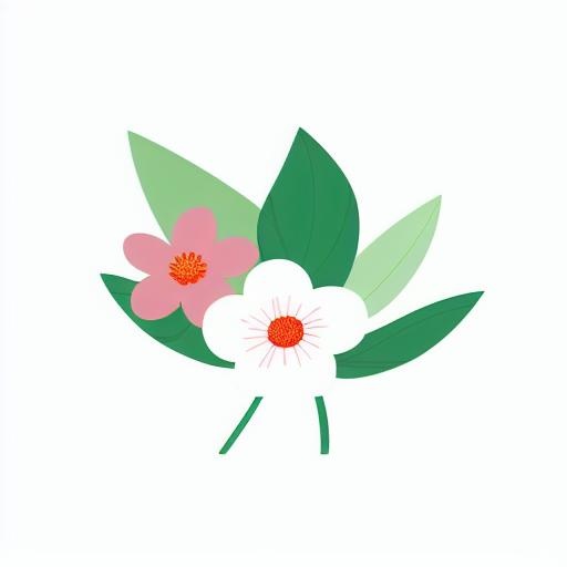一丛花朵有绿叶手绘卡通png免抠(2048x2048)