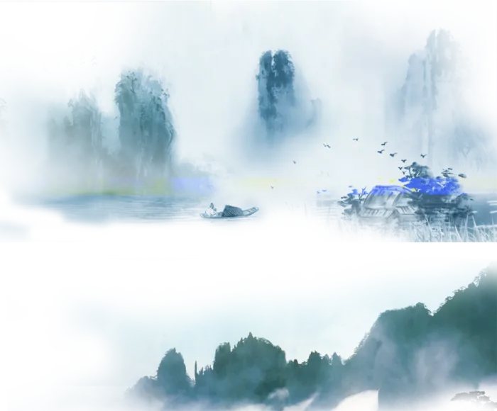 山水画素材中国风水墨画素材元素中国画