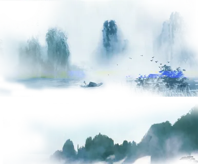 山水画素材中国风水墨画素材元素中国画