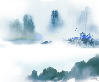 山水画素材中国风水墨画素材元素中国画