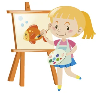 矢量图小女孩卡通绘画