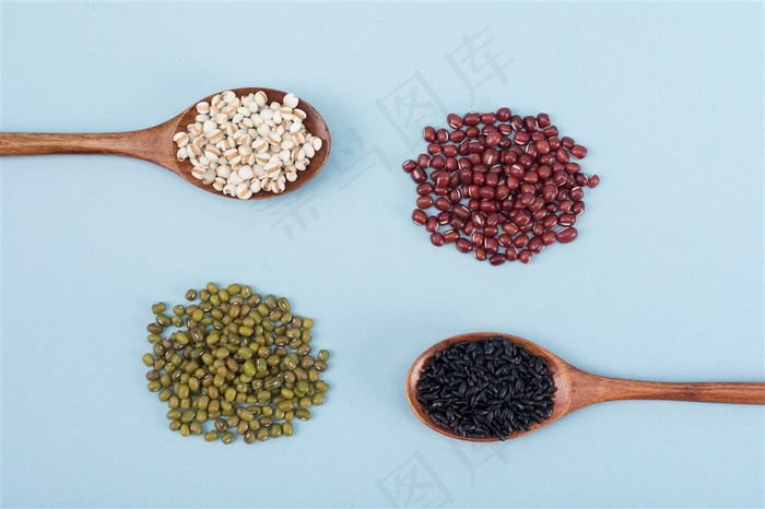 五谷杂粮 食材 粮食 生活素材 食物 营养 保健 红豆 绿豆 黄豆  杂粮 玉米渣 大米 木勺
