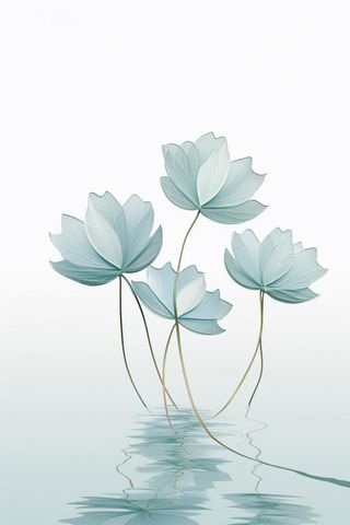 唯美荷花蓝色淡雅简约背景