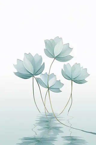 唯美荷花蓝色淡雅简约背景
