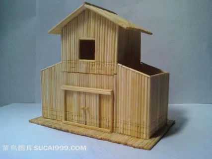 创意手工牙签房图片