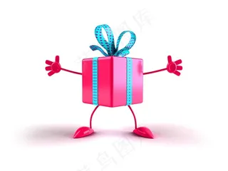 创意3D礼盒人物