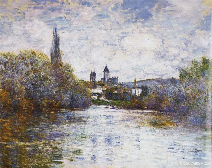 塞纳河高清油画风景画