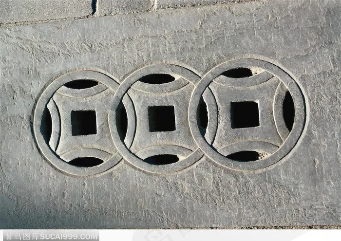 中国古代石雕建筑-重叠的镂空钱币石雕
