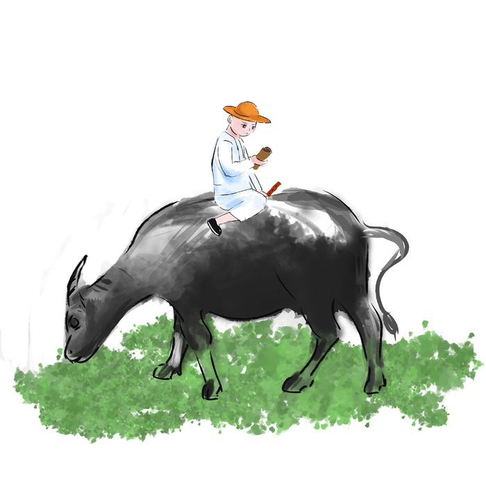 清明清明节卡通牧童放牛