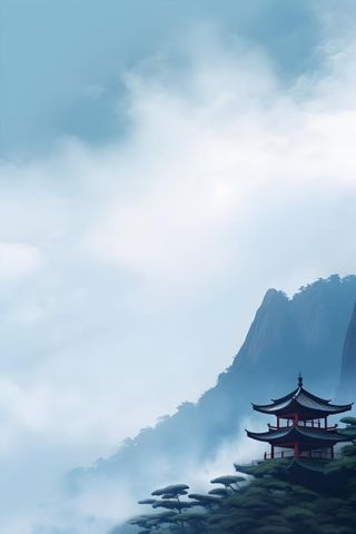 国风建筑意境背景