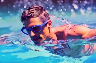 游泳池游泳男生背景