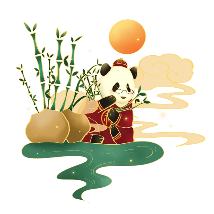 国潮仙鹤插画免扣素材设计素材