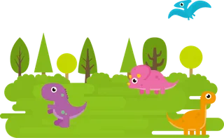 卡通恐龙在草地