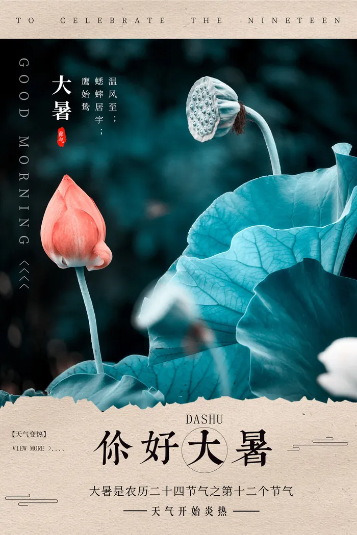 传统节气大暑海报psd模版下载