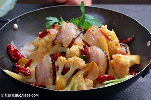 中华美食热干锅花菜摄影图
