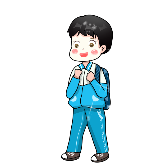 儿童节背着书包上学卡通学生