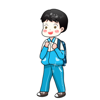儿童节背着书包上学卡通学生