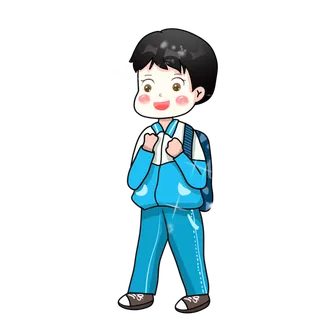 儿童节背着书包上学卡通学生