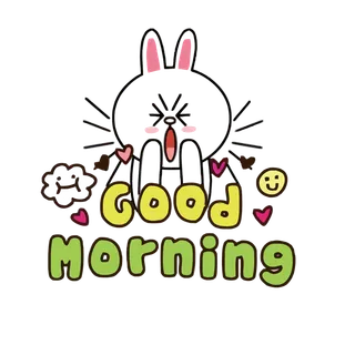 线条兔子卡通早上好少儿兴趣班素材