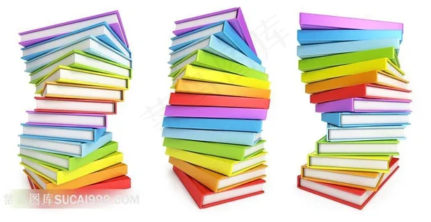 多角度堆叠在一起的书本