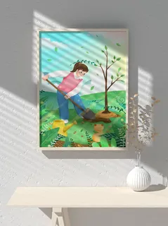 绿色创意公益植树节卡通312保护环境宣传插画 绿色创意公益植树节卡通312保护环境宣传插画