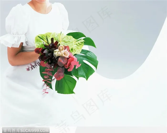 拿着花半蹲的新娘