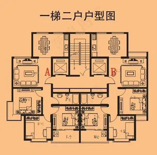 一梯二户户型图