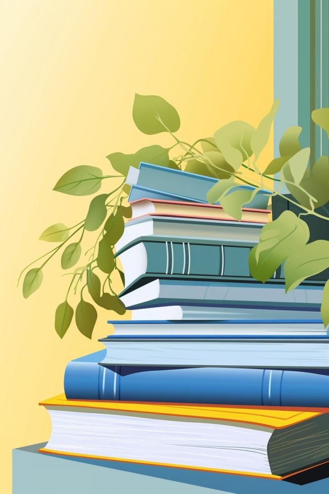 黄绿色清新渐变书籍背景