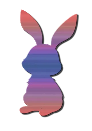 粉蓝色渐变卡通兔子剪影画册插画免抠素材