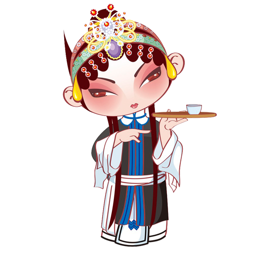 卡通京剧戏剧人物脸谱插画PNG图片 国潮中国风Q版戏剧人物PS素材