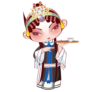 卡通京剧戏剧人物脸谱插画PNG图片 国潮中国风Q版戏剧人物PS素材