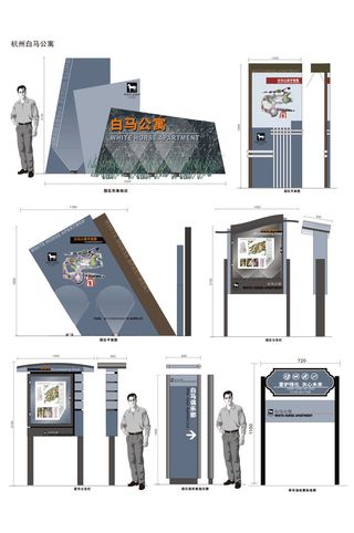 全套高级灰住宅小区标识公寓标牌户外标牌导视牌