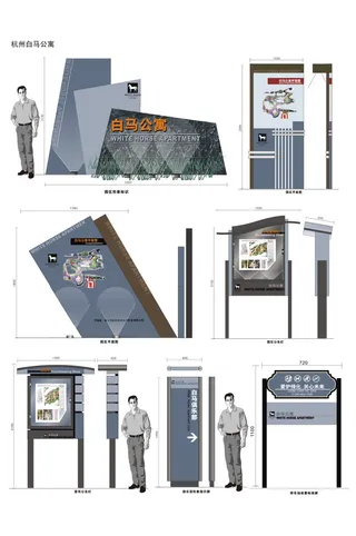 全套高级灰住宅小区标识公寓标牌户外标牌导视牌