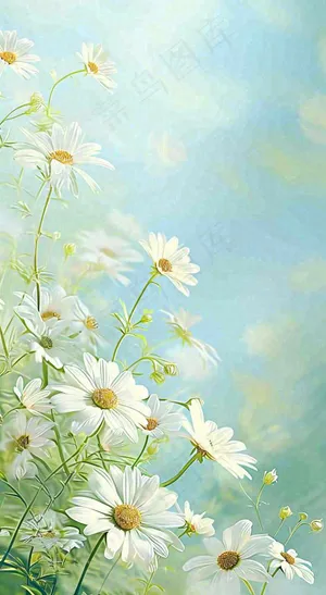 绿色清新野菊花特写春夏花朵摄影图