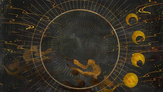 国潮中国风复古敦煌岩彩山水祥云插画烫金肌理背景PSD设计素材