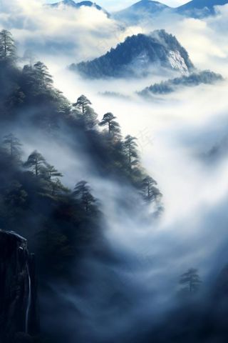 雪景树林阳光背景