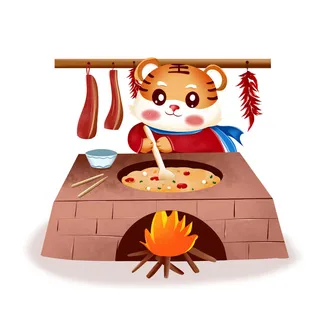 中国风2022虎年元旦新年卡通老虎形象装饰元素插画ps素材