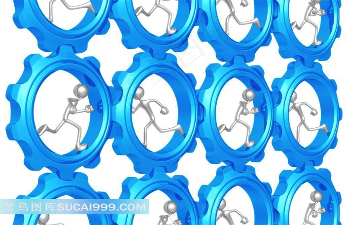 齿轮上奔跑的3d小人