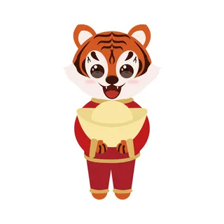 手绘2022虎年新年春节卡通老虎形象IP插画元素AI设计素材图案