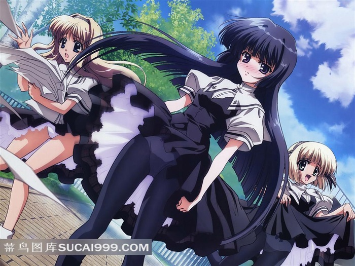 街上裙舞飞扬的动漫美少女