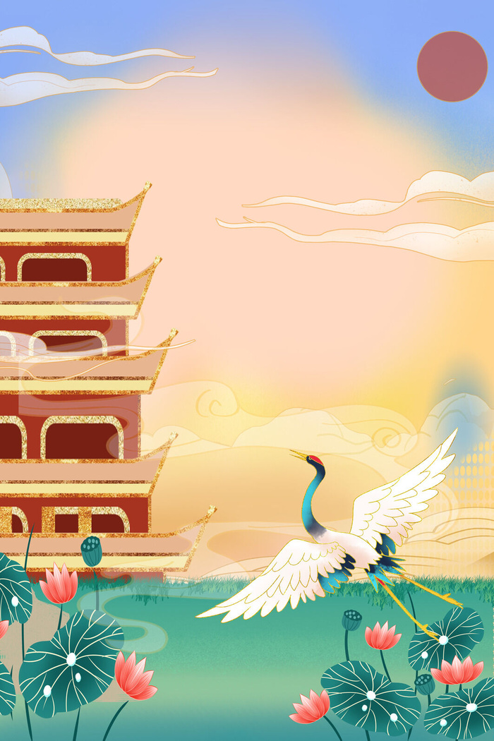 中式古典国潮来袭海报展板宣传背景图PSD设计PS模板素材