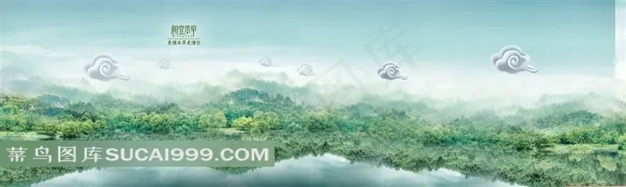 森林湖面图片