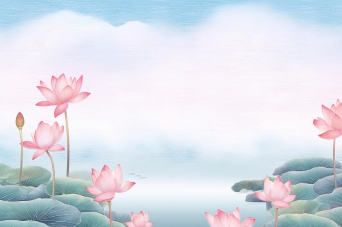 水墨山水风景国风荷花背景