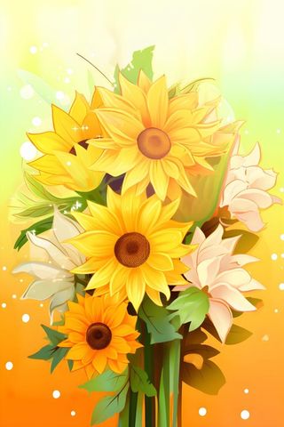 黄色渐变清新鲜花背景