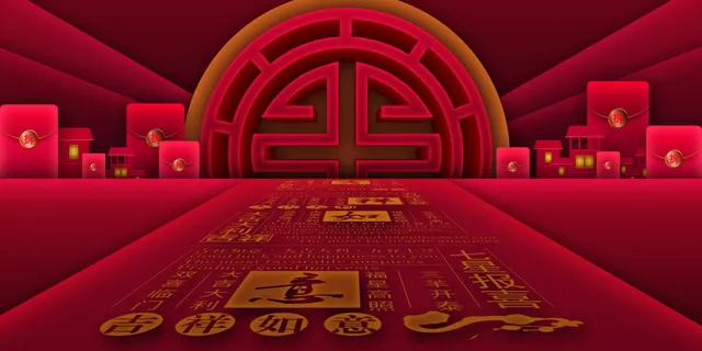 2022虎年新年春节卡通模板喜庆节日背景